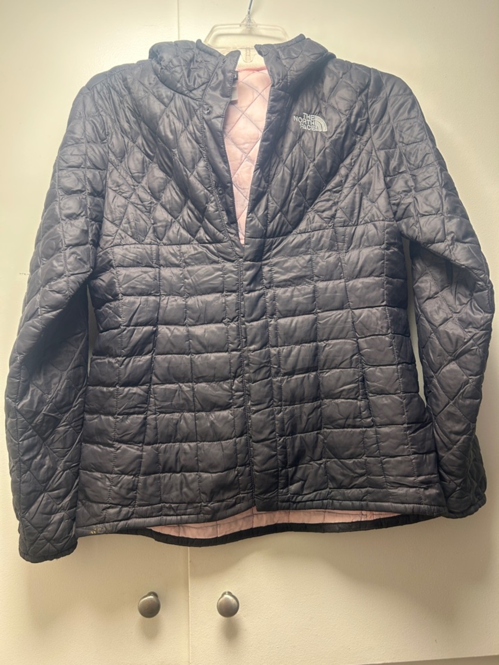 The North Face Women’s Brown Quilted Puffer Jacket with Pink Lining